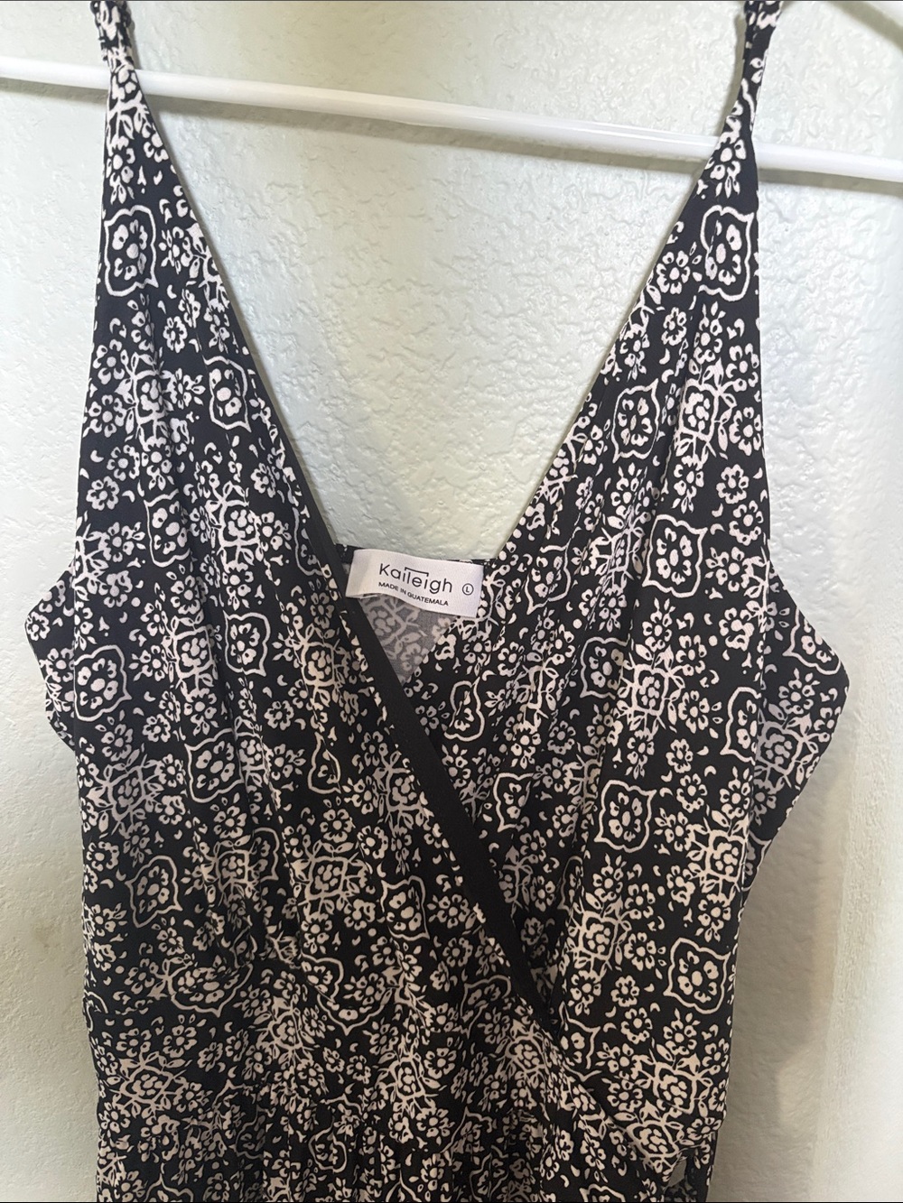 Kaileigh Black & White Patterned Wrap Jumpsuit